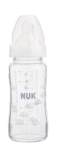 NUK プレミアムチョイスほ乳びん(ガラス製)/240ｍｌ/シリコーンニップル/ダンデライオン【ママの乳首を再現】【赤ちゃんのお口が大きく開く広口タイプ】FDNK0020128